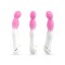 Бело-розовый вибромассажер с круглой головкой - 21,5 см.