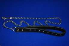 Чёрный поводок с цепью  привязь любви  - 90 см.