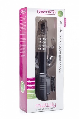 Дымчатый вибратор Multiply с двумя отростками - 23,5 см.