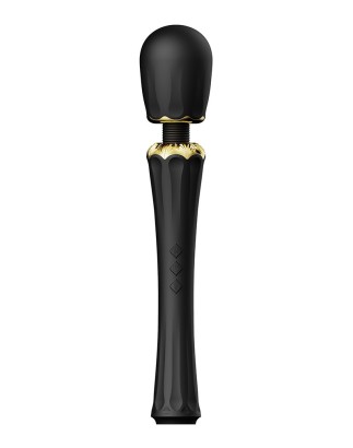 Черный wand-вибратор Kyro с 2 насадками