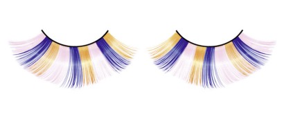 Голубо-розово-желтые пушистые ресницы