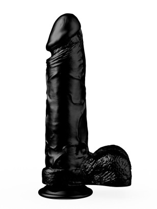 Чёрный дилдо на присоске - 19 см.