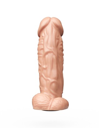 Большая телесная фаллическая насадка на трусики с плугом - 20,5 см.