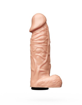 Большая телесная фаллическая насадка на трусики с плугом - 20,5 см.