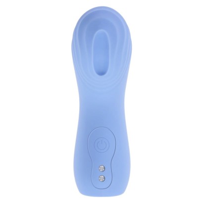 Голубой рельефный вибромассажёр на палец Good Point