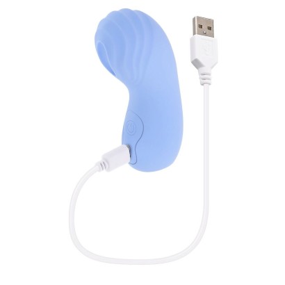 Голубой рельефный вибромассажёр на палец Good Point