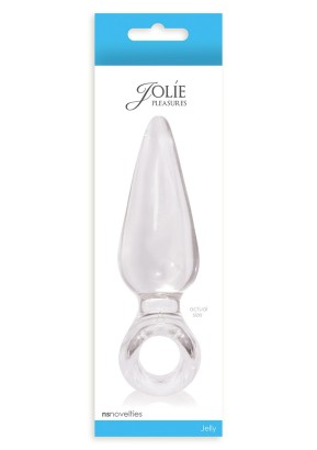 Большая прозрачная анальная пробка JOLIE с кольцом