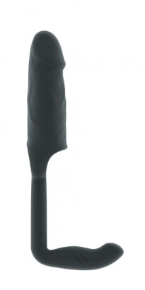 Серая насадка с анальной вставкой Stretchy Penis Exten and Plug  No.38