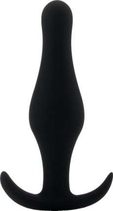 Чёрная анальная пробка Butt Plug with Handle Medium - 12,6 см.