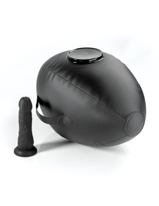 Черный надувной мяч с платформой для фиксации дилдо Body Dock Inflatable Love Ball