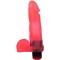 Розовый гелевый вибромассажёр в виде фаллоса - 19 см.
