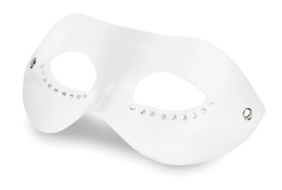 Белая кожаная маска со стразами Diamond Mask