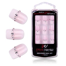 Акриловые типсы  французский маникюр со стразами  Sexy French