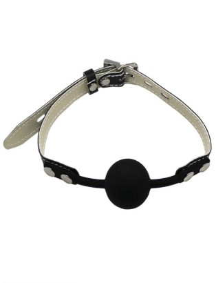 Черный силиконовый кляп с фиксацией и замочком