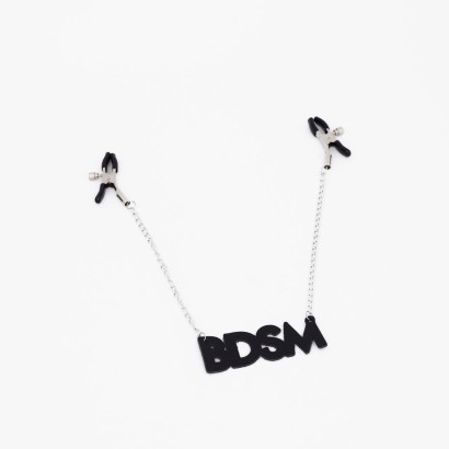 Зажимы на соски с кожаной подвеской BDSM