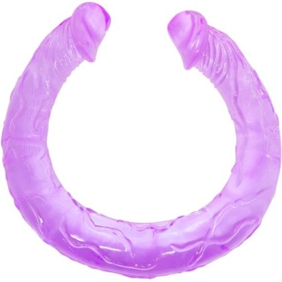 Двухголовый фиолетовый фаллоимитатор - 44,5 см.