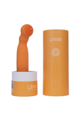 Оранжевый вибратор Cassie с усиками - 17 см.