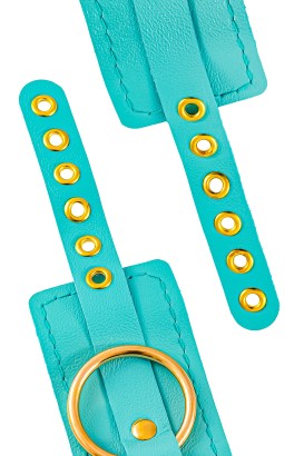 Голубые однослойные кожаные оковы