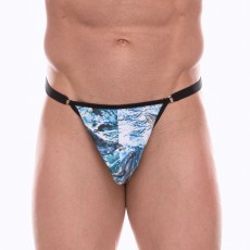 Мужские трусы-тонги с принтом в виде волн и китов