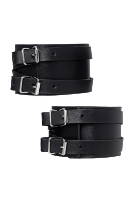 Черные кожаные оковы с двумя перекрёстными ремешками