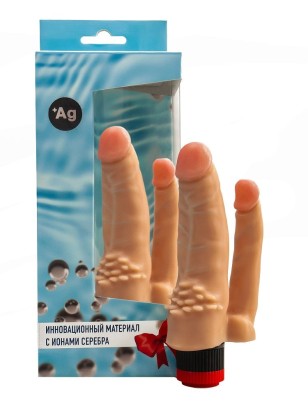 Телесный анально-вагинальный вибромассажер №11 с ионами серебра - 15,5 см.