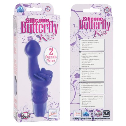 Фиолетовый вибрамассажер клиторно-вагинальный Butterfly Kiss