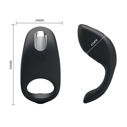 Черное перезаряжаемое эрекционное кольцо Gemma