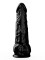 Чёрный фаллоимитатор с мошонкой на подошве-присоске - 16,5 см.