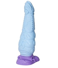 Голубой фантазийный фаллоимитатор  Снежный дракон  - 28,5 см. 