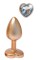 Золотистая анальная пробка с прозрачным кристаллом-сердцем Pearl Gold Plug Small