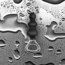 Чёрная анальная елочка с ручкой Jolie Platinum Plug Medium из силикона -  13,4 см.