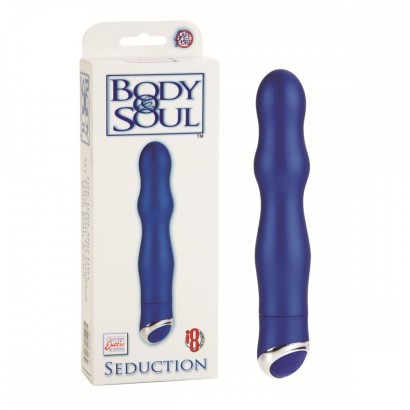 Синий волнистый вибратор Body & Soul Seduction - 18,5 см.