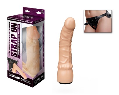 Реалистичный страпон телесного цвета - 19,3 см.