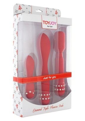 Набор красных вибраторов DIAMOND TRIPLE PLEASURE PACK