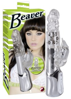 Вибратор Eclipse Beaver с бусинами - 24,5 см.