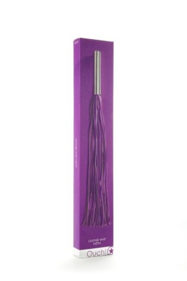 Фиолетовая плётка Leather Whip Metal Long - 49,5 см.