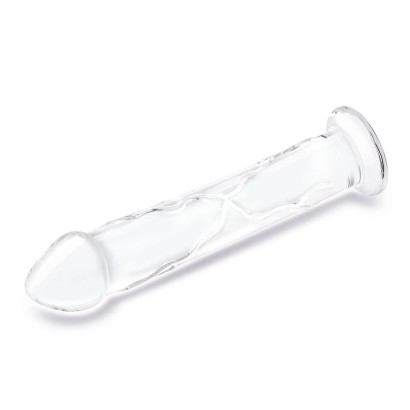 Большой стеклянный стимулятор 12’’ Glass Dildo With Veins & Flat Base - 28 см.