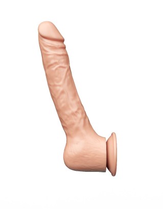 Телесный рельефный фаллоимитатор-реалистик на присоске - 19 см.