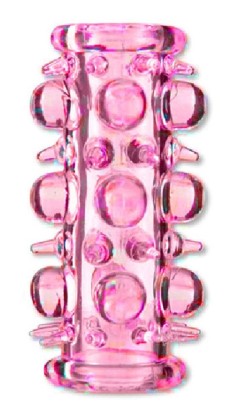 Розовая насадка на пенис с шипами и шишечками