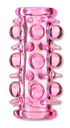 Розовая насадка на пенис с шипами и шишечками