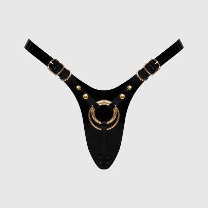 Черный пояс для фиксации насадок Strap-On-Me Leatherette Harness Fabulous