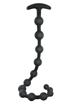 Черная анальная цепочка Ribbed Silicone Anal Beads - 48,3 см.