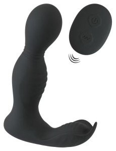 Черная анальная пробка с вибрацией, вращением и пультом ДУ RC Butt Plug with 2 Functions
