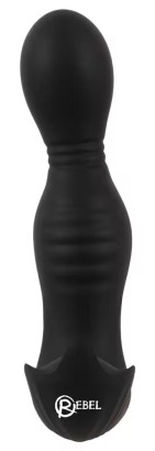 Черная анальная пробка с вибрацией, вращением и пультом ДУ RC Butt Plug with 2 Functions