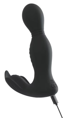 Черная анальная пробка с вибрацией, вращением и пультом ДУ RC Butt Plug with 2 Functions