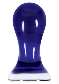 Cиний стеклянный анальный стимулятор Crystal Pops Large - 10,1 см.