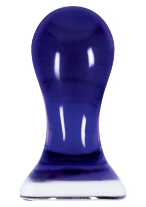 Cиний стеклянный анальный стимулятор Crystal Pops Large - 10,1 см.