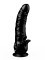 Чёрный фаллоимитатор с клиторальными лепестками - 18,5 см.