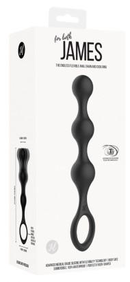 Черная насадка на пенис для двойной стимуляции James - 21 см.