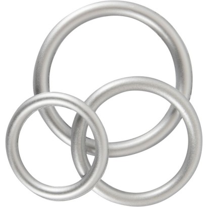 Набор из 3 эрекционных колец под металл Metallic Silicone Cock Ring Set